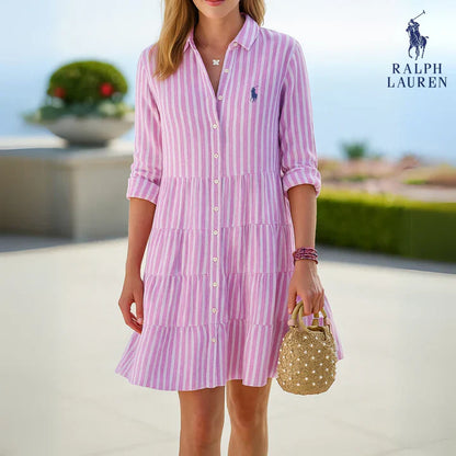 Robe Chemise Rayée Élégance Décontractée – R&L™ Collection Été