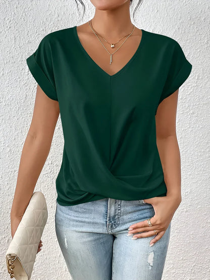 T-shirt décontracté à col V cœur