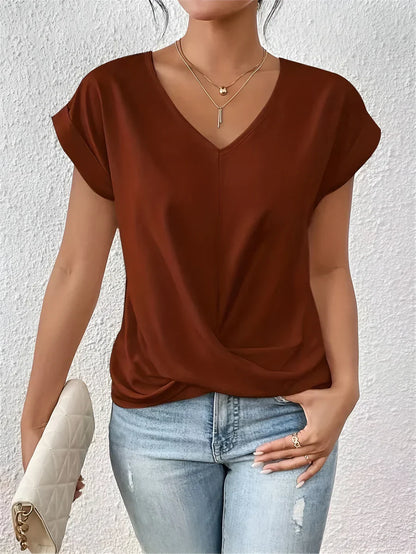 T-shirt décontracté à col V cœur