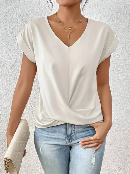 T-shirt décontracté à col V cœur