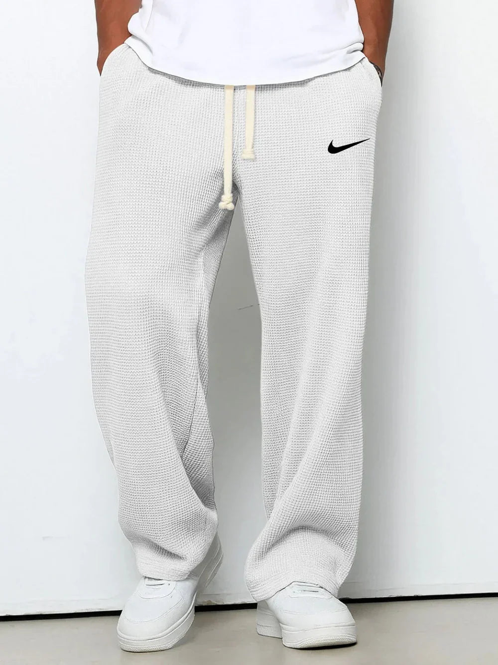 Pantalon Décontracté à Texture Gaufrée