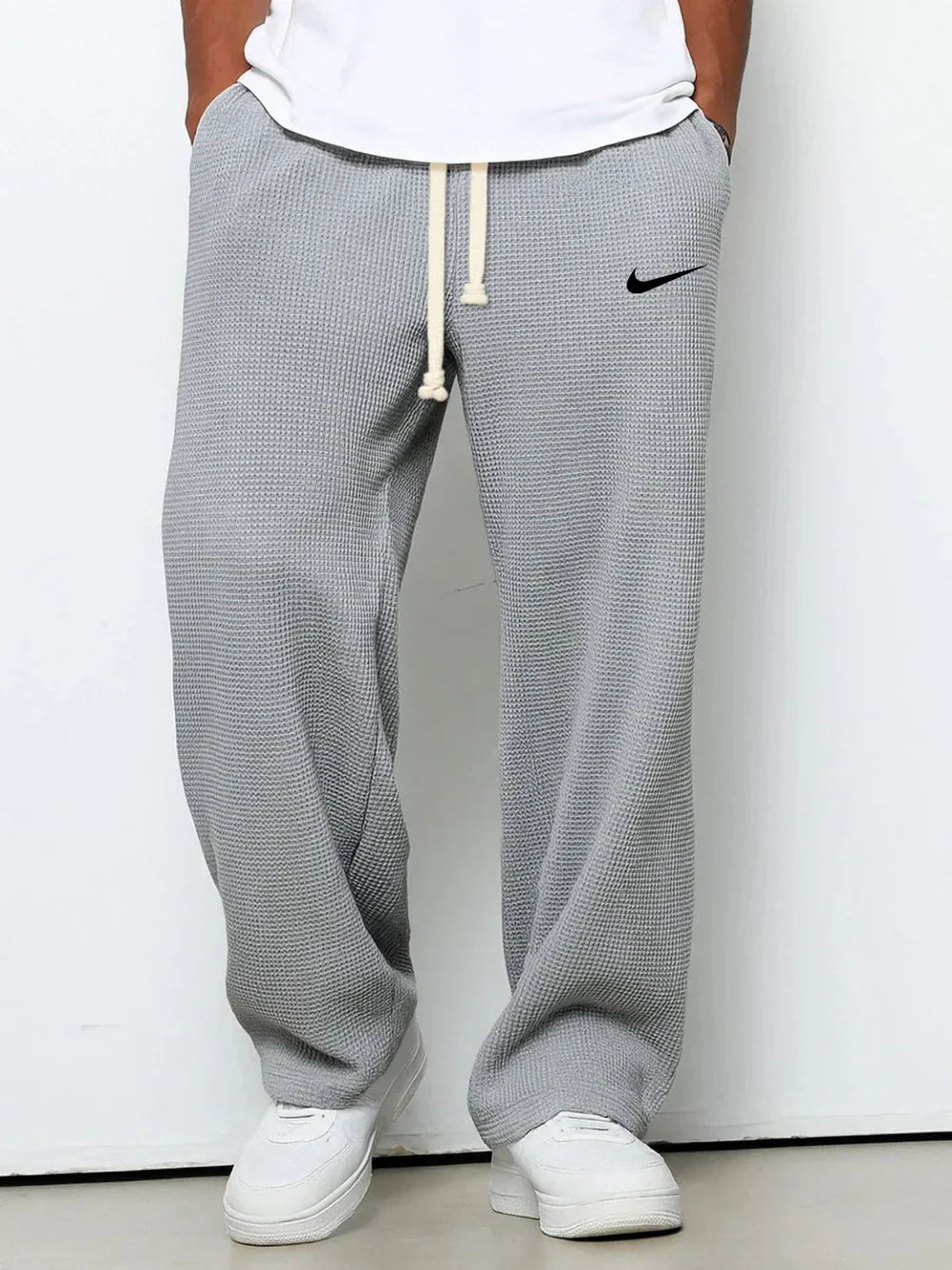 Pantalon Décontracté à Texture Gaufrée
