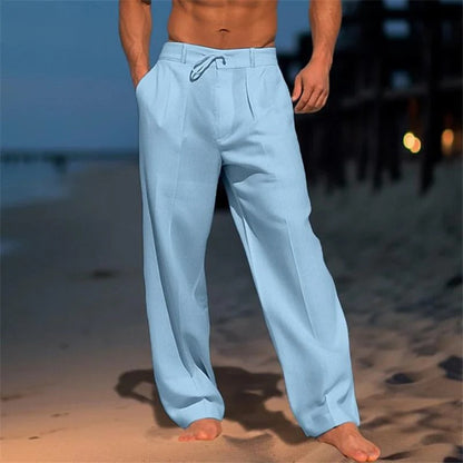 Pantalon uni en lin